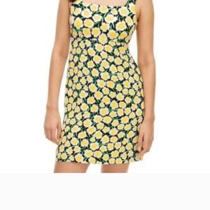 Diane Von Furstenberg Floral Mini Dress in Yellow & Green (Size 14)